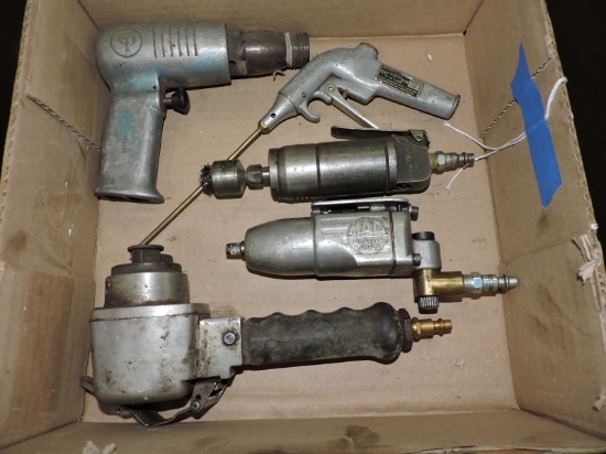 Lot of 5 Various Pneumatic Tools / Drill, Impact Wrench, Cut-Off Tool, Orbital Sander