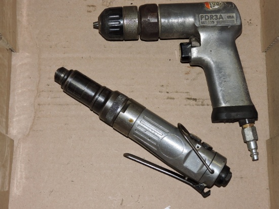 Pair of Pneumatic Tools -- 1/4" Hex Drive Screw Driver & Snap-on Drill