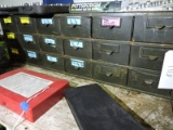 18-Drawer Vintage Metal Parts Box / partially filled with sockets