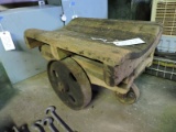 Antique Steel and Wood Rolling Pipe Cart