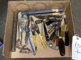 Lot of Hand Tools: Tin Snips, Screw Drivers, Saw Blades, Wire Cutters