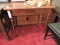 Small Antique Wooden Desk with Drawer / 36