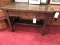 Antique Wooden Library Table with Drawers / 30