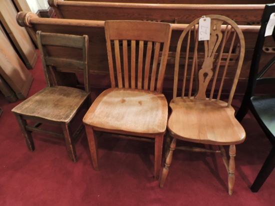 Lot of 3 Various Vintage / Antique Chairs