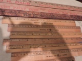 Lot of Ten Vintage Wooden Rulers - Various Sizes