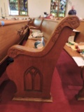 Antique Wooden Church Pew - Original - Apprx 135 Years Old / in 2 Sections / 18-Ft