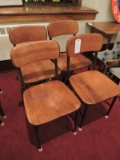 Set of 4 Mid-Century Wood & Metal Cafeteria Chairs (Matching)