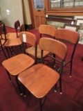 Set of 4 Mid-Century Wood & Metal Cafeteria Chairs / Damage & Missing Parts