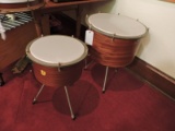 Pair of Vintage Mid-Century Drums / Tom-Toms - with Stands by Studio 49
