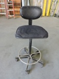 Adjustable Height Padded Shop Stool / Rolling - missing wheel