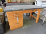 Vintage Blonde Wood Desk with an Industrial Counter Top