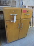 Vintage Blonde Wood Cabinet / 2-Doors, 2-Drawers