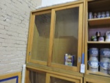 Vintage Laboratory Cabinet (1950's) Blonde Wood with Glass Doors