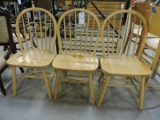 3 Blonde Wood Windsor-Style Kitchen Chairs / Poor Cosmetics