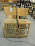 Pair of Blonds Wood Stools / 24