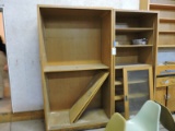 Pair of Blonde Wood Book Cases / 3-Shelf & 6-Shelf