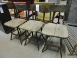 Lot of 3 Vintage Metal with Wood Seat Shop Chairs / Seat Height: 18