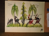 African Hunter Painting - Signed - 12.75