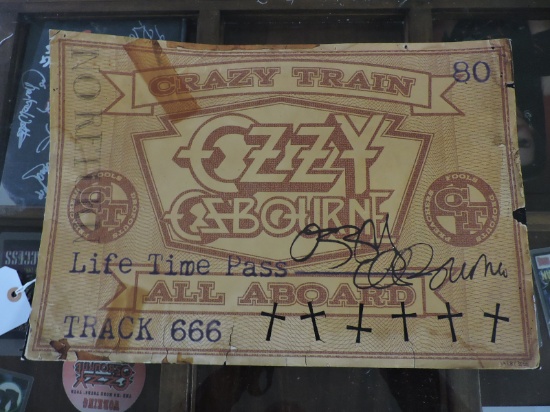 OZZY OZBOURNE - 'Crazy Train Pass' Poster - AUTOGRAPHED