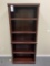 Burgandy/Red 5 Shelf Book Shelf; Burgandy/Red small lamp corner table + black office cabinet