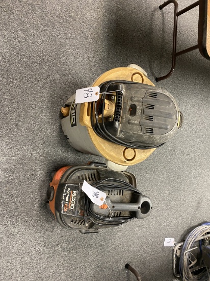 1 - Ridgid Vacuum Model WD12450 (no hose) +1 Ridgid Portable Vac 4 gal Model WD40700 (no hose)
