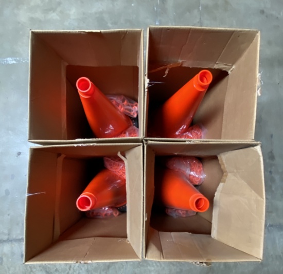 4 - boxes of 28" Height Traffic Orange Traffic Cones and Chain Kit