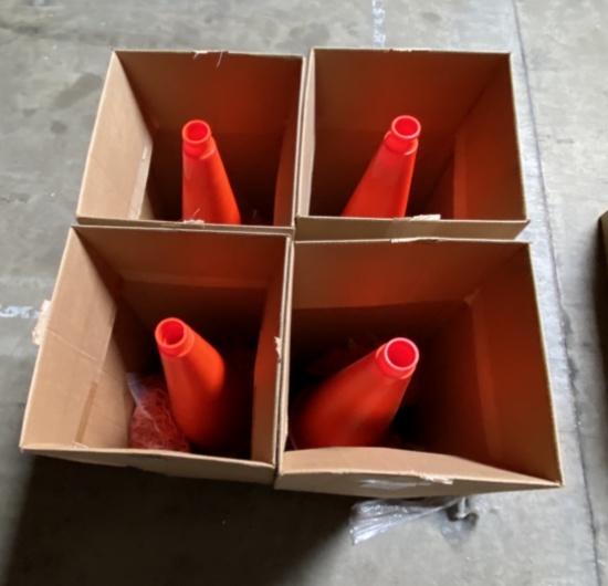 4 - boxes of 28" Height Traffic Orange Traffic Cones and Chain Kit