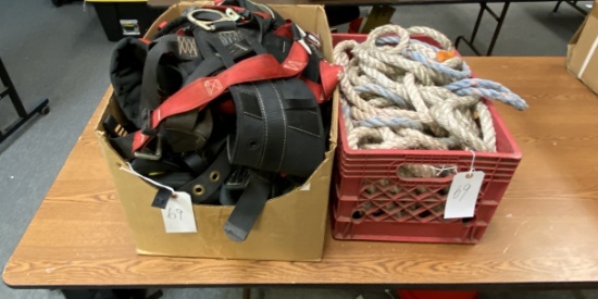Safety Harness and 50ft of White Rope + 50ft of Blue Rope - See Pictures