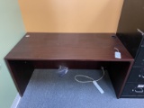 2 - Burgandy/Red Office Tables + Black 5 drawer file cabinet + black office chair