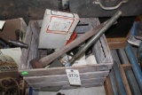 Wooden Crate Axe Shovel Chainsaw Chain Oil Can