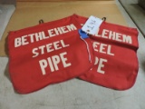 Pair of Bethlehem Steel Pipe Red warning flags for vehicle attention