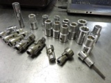 Lot of Various Standard Sockets and Swivel Extensions -- all 1/2