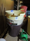 3 Plastic Buckets / 2 with Handles