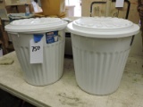 Pair of New STERILITE Brand 6 Gallon Trash Cans / each with lid