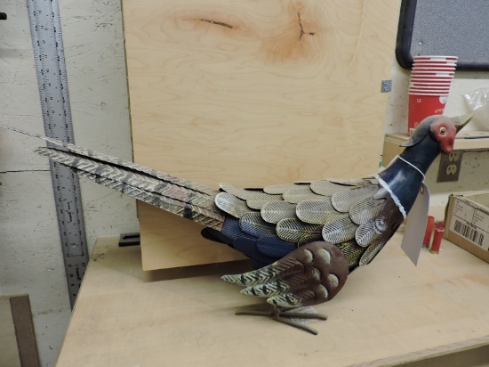 Tin Sculpture of a Pheasant / 26" Long