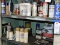 Contents of 2 Shelves: Paints, Spray Paint, Cutting Fluid, Markers, Fasteners, ETC
