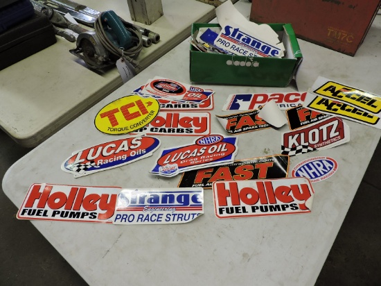 Large Section of Various NHRA-style Racing Stickers / Dozens / see photos
