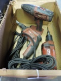 Pair of HILTI Corded Drivers and One HILTI Cordless Screw Gun, no Battery