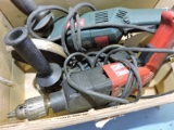 Lot of 2 Corded Angle Grinders and One Milwaukee Heavy Duty Drill