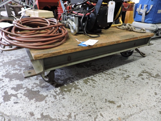 Steel and Wood Industrial Cart / approx. 37"-37" Square