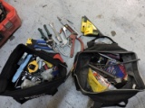A pair of Tool Bags with Mixes, Various Tools