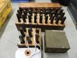 Vintage Letter Punch Set / Letter Set & Number Set - each in wood holder