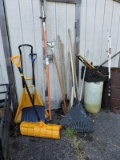 Large Lot of Yard Tools: Snow Shovels, Pole Saw, Garden Tools, Etc….