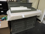 Matching CRIB & DRESSER with CHANGING TOP / Sage Green Wood - Appears Complete