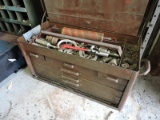 Vintage Tool Box Filled With Various Metal Working Tools