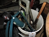 Mixed Lot of: Foot Pump, Fire Extinguisher, Saw, Wired Brushes