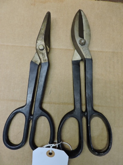 Pair of Tin Snips / Metal Snips -- One PEXTO No. 10 and One BILLINGS No.82