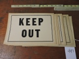 Lot of 8 - Card Board KEEP OUT Signs / New Old-Stock / 12