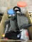 Misc. Box of Outdoor Light, Knee Pads, Tools - see photo