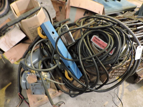 Pallet of Various: Electric Motors, Bench-Mount Belt Sander, Safety Switches